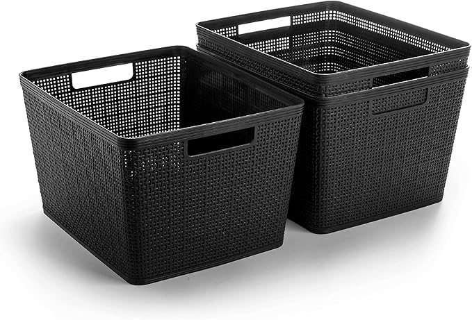 BINO | Woven Plastic Basket | Large, Space by BINO