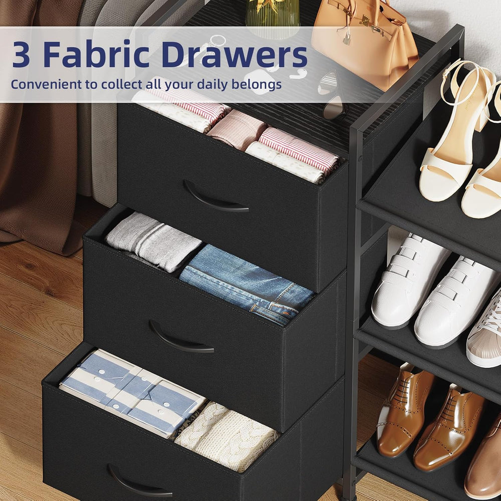 Somdot Shoe Rack, 3 Tier Shoe Organizer with 3 Drawers, Shoe Storage Shelf