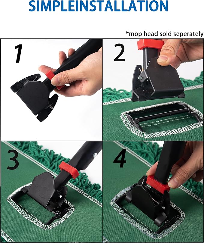 Matthew Cleaning Jaw Clamp Mop Handle, Snap-On Fiberglass Dust Mop Handle - Image 3