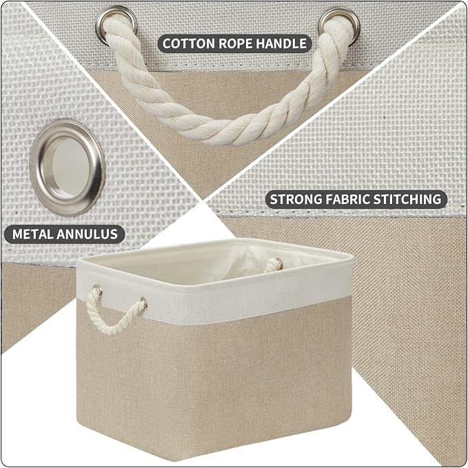 DULLEMELO Storage Baskets Large 16"x12"x12" Tall Rectangular Baskets Fabric - Image 3