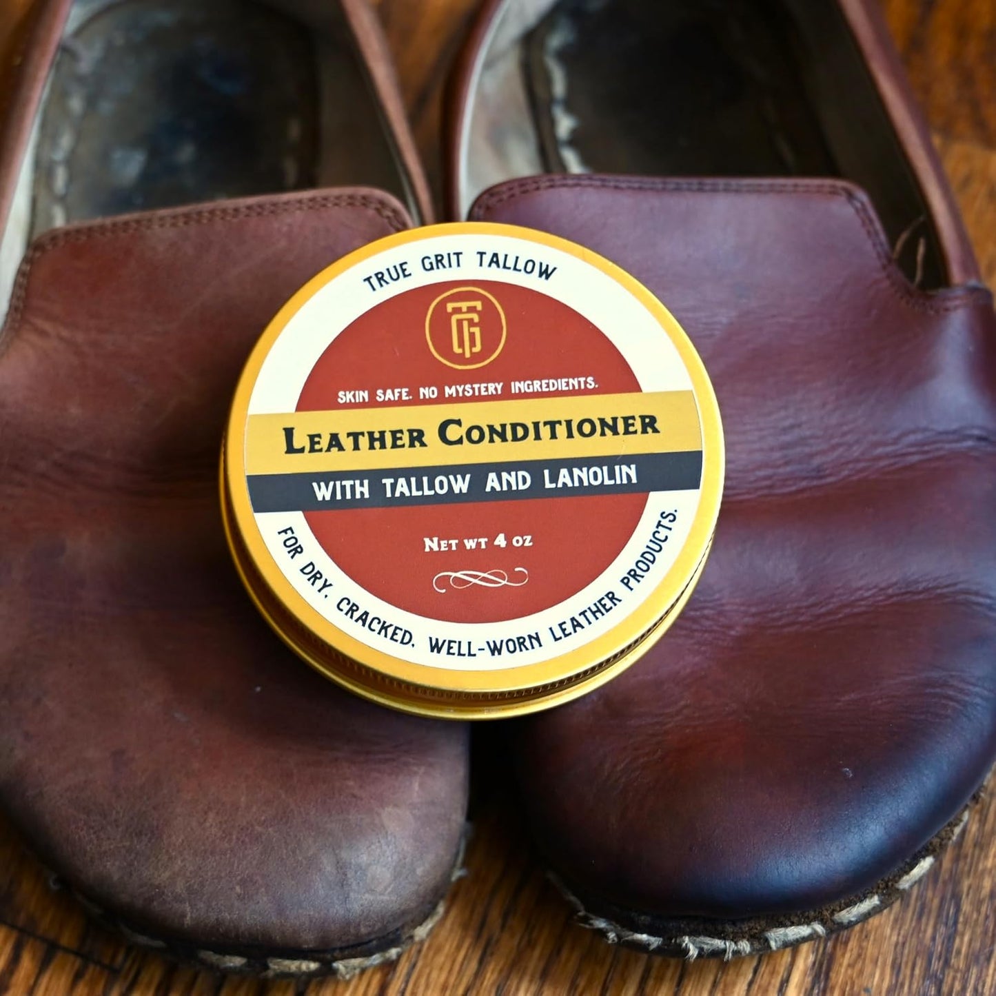 Leather Conditioner - Grass-Fed Beef Tallow and Lanolin with Cedar Oil - for Boots, Car Seats, Furniture, Bags, Saddles and Jackets, 4 oz