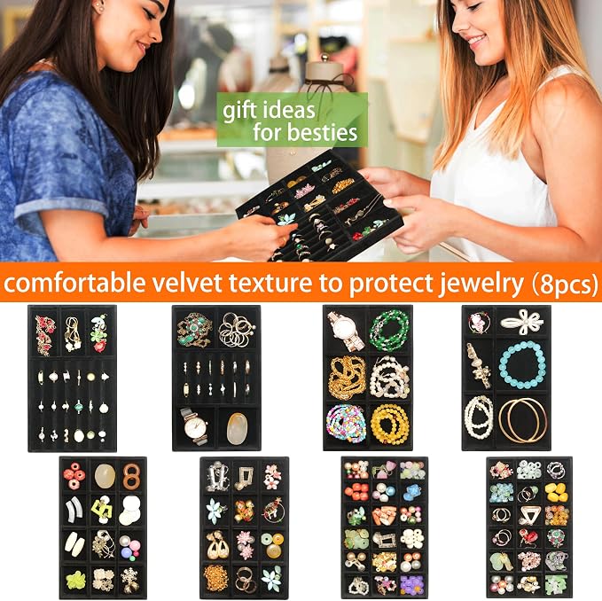 Jewelry Organizer Drawer 8 Set Jewelry Boxes Velvet Jewelry Drawer Organizer - Image 2