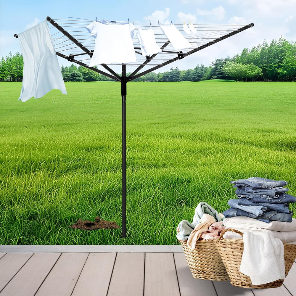 Umbrella Clothesline Outdoor, Rotary Retractable Clothes Line Outdoors Adjust...