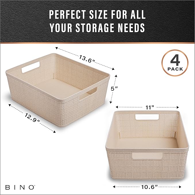 BINO - Woven Plastic Basket, The Jute Collection, Home Organization, - Image 3