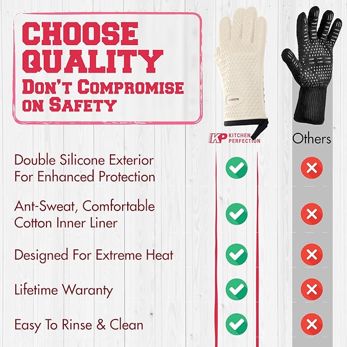 KITCHEN PERFECTION S Silicone Smoker Oven Gloves - Image 9