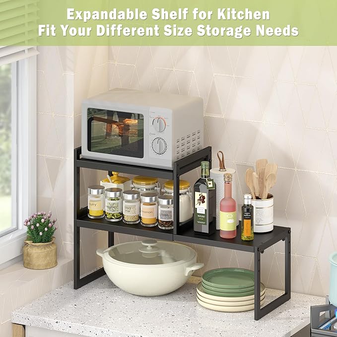 DOLALIKE Expandable kitchen Countertop Organizer, Stackable Cabinet Shelf - Image 6