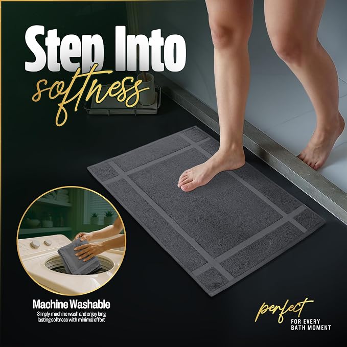 Pearl Linens Pack of 2 Washable Cotton Bath Mat 18x25 - Image 8