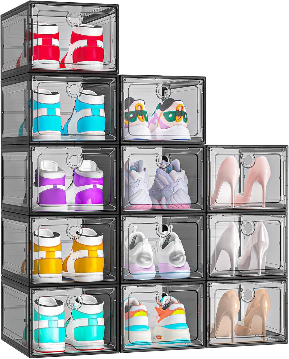 ARSTPEOE 12-Pack Shoe Storage Boxes Clear Magnetic Stackable