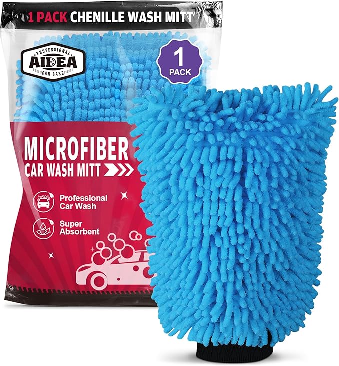 AIDEA Car Wash Mitt Microfiber, 1PK Scratch Free Lint-Free, Premium Chenille by AIDEAHOME