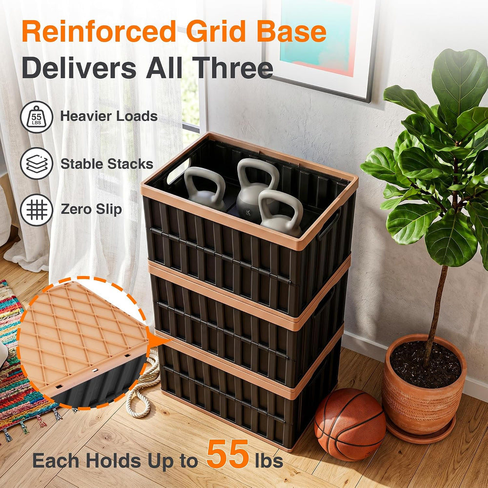 Citylife 64L Collapsible Storage Bins with Lids Plastic Storage Containers fo...