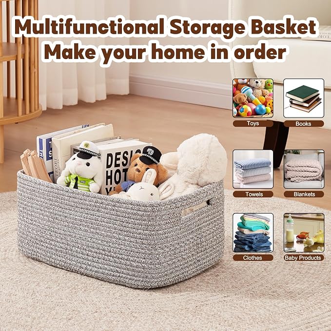 OIAHOMY Storage Basket for Shelves, Closet Cube Storage Bins Baskets for - Image 4