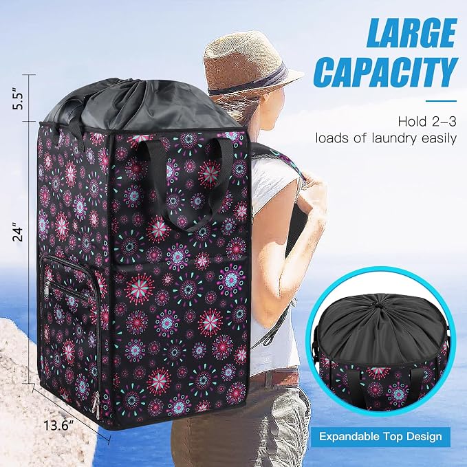 Bukere Laundry Backpack Bag for Women Girls, Extra Large Laundry Basket Hamper - Image 2