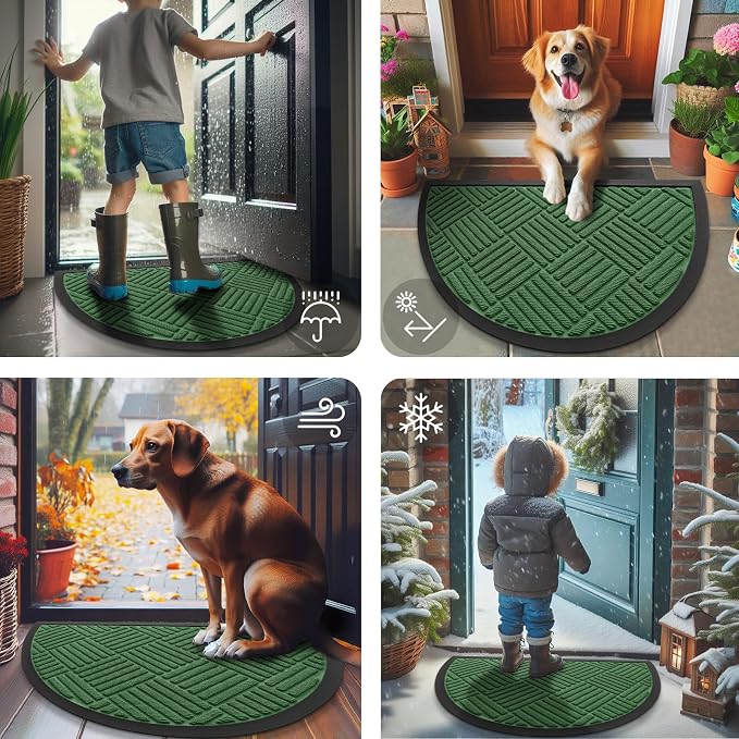 Smiry Half Circle Front Door Mat Outside Entrance, Heavy Duty Outdoor Indoor - Image 7