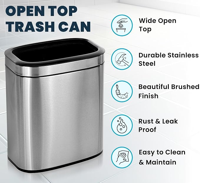 Alpine Stainless Steel Open Top Trash Can 5 Gallon - 20L Garbage Can - Image 5