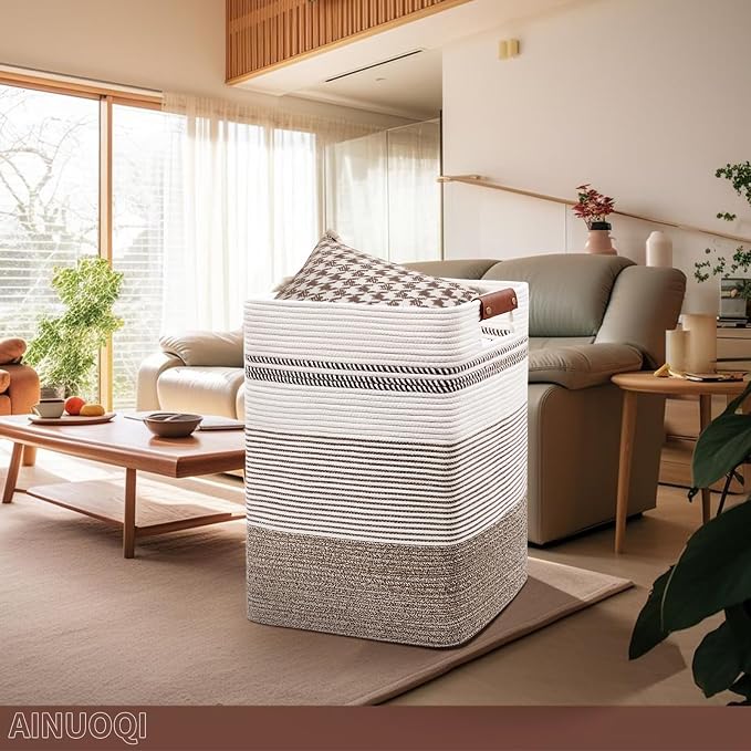 Laundry Hamper - Tall Woven Rope Laundry Basket - Clothes hamper - Image 4