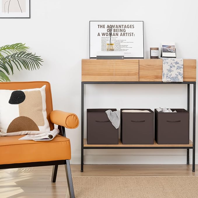 StorageWorks Brown Storage Cubes, 11 Inch Cube Storage Bins - Image 6