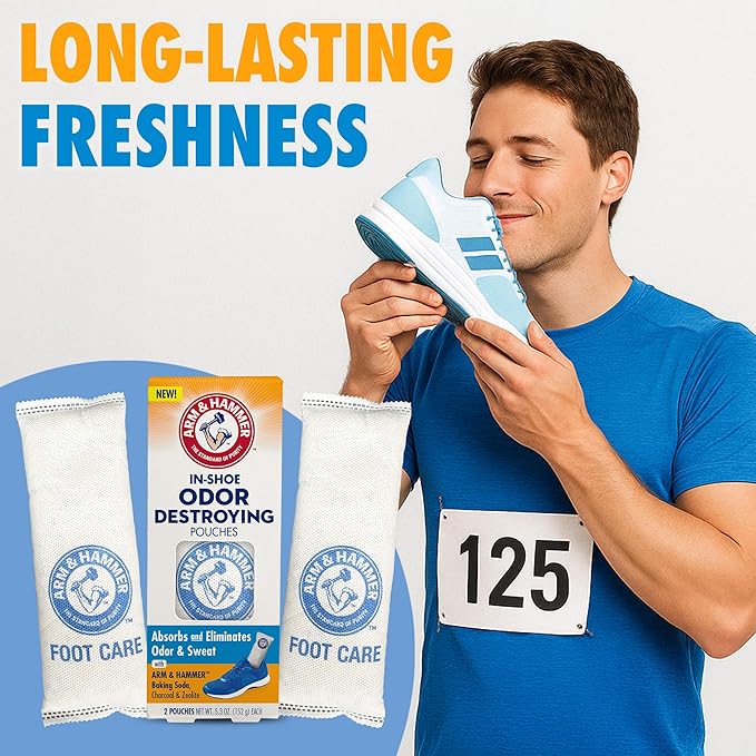 Arm & Hammer In-Shoe Odor Destroying Pouches, Shoe Deodorizer Insert - Image 6