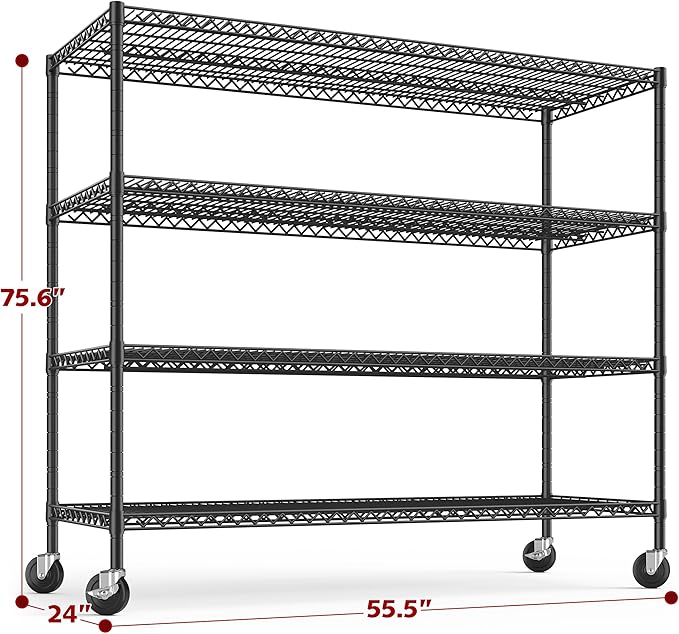 REIBII 55.5''W Storage Shelves 2500LBS Wire Shelving Unit - Image 3