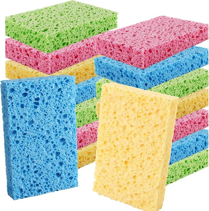Cleaning Scrub Colored Sponge, Non-Scratch Kitchen Cellulose Dishwashing Sponge by PANYEE