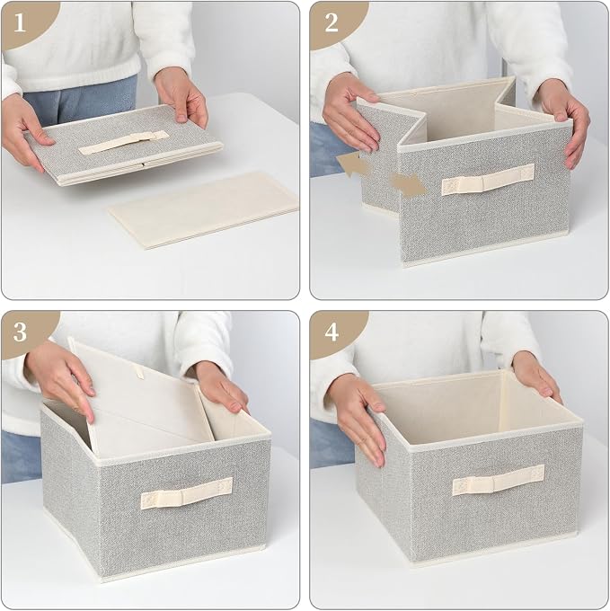 Storage Baskets, 11-Inch Woven Fabric Bins, Storage Cubes - Image 4