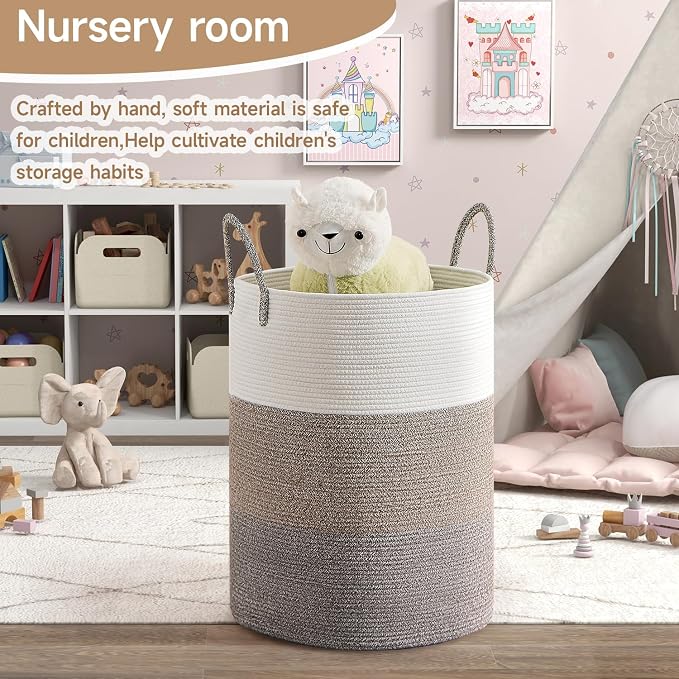 CLHMILY&Z 100L Laundry Basket Round Storage Rope Basket - Image 3