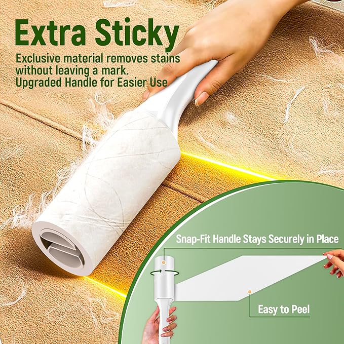 Extra Sticky Lint Roller for Pet Hair – 500 Sheets, Reinforced 2 Handles - Image 2