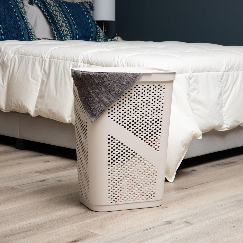 Mind Reader 60L Slim Laundry Hamper, Clothes Basket, Lid, Ventilated, Plastic...