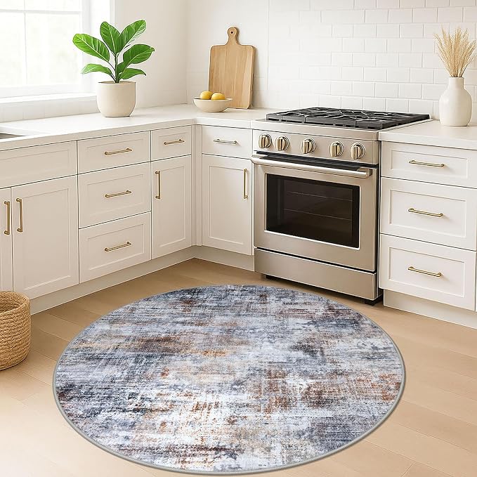 IOHOUZE Round Area Rug 5 Ft Circle Entryway Rugs Round Washable Door Mat Indoor - Image 2