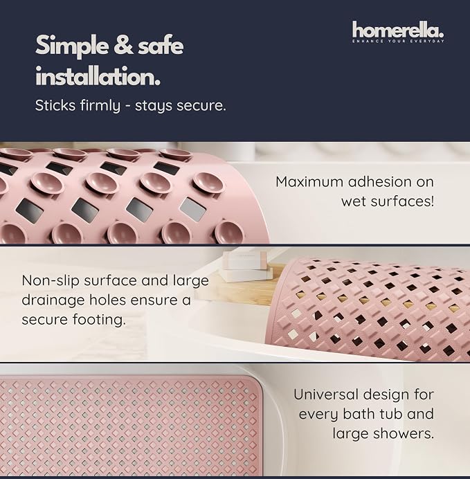 homerella® Bathtub Mat Non Slip 35x16, Incl. Hooks - Image 4