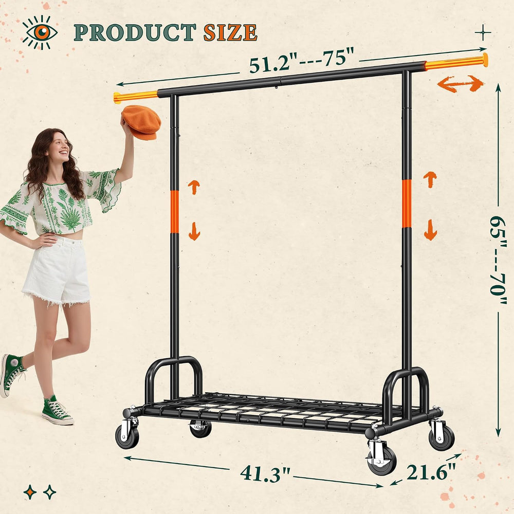 Raybee Clothes Rack, 530LBS Heavy Duty, Space-Saving Storage, Black