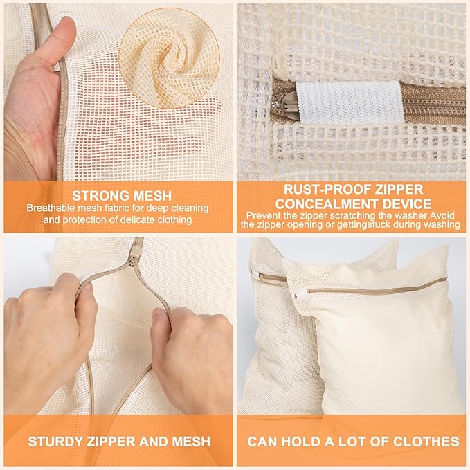 4-Piece Large Durable Organic Cotton Mesh Laundry Bags - Image 5