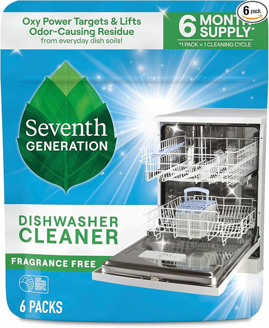 Seventh Generation Dishwasher Cleaning Packs 6 Count Free & Clear Removes by SeventhGeneration