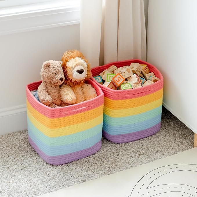 NaturalCozy Storage Cubes 11 Inch Cotton Rope Woven Baskets - Image 5