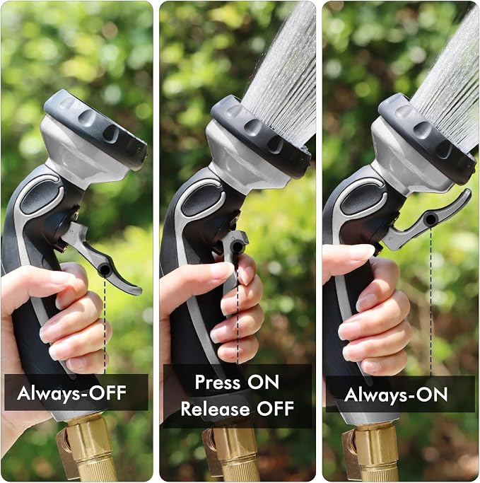 RESTMO Hose Nozzle with Easy Self-Lock Trigger, Heavy Duty Metal Water Hose - Image 2