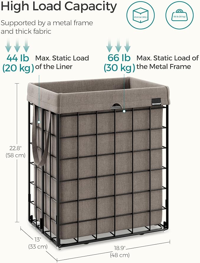 SONGMICS Laundry Hamper, 23.8 Gal. Laundry Basket, Collapsible Clothes Hamper - Image 5