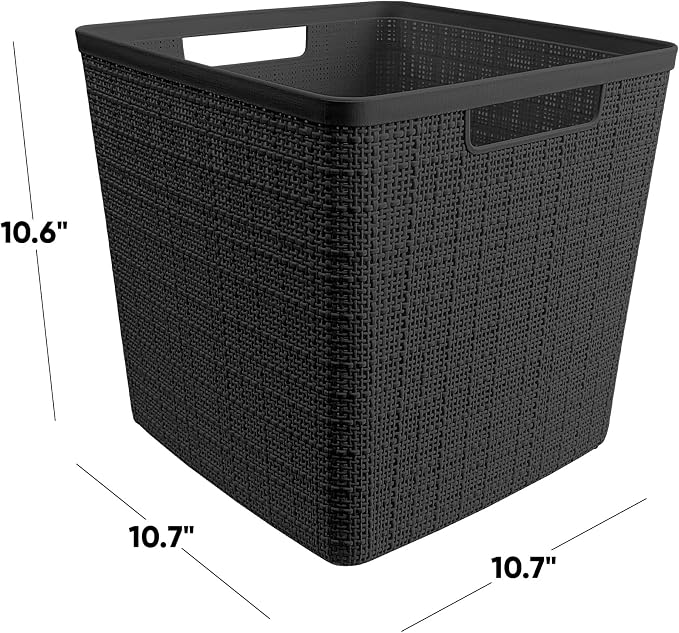 Curver Set of 4 Jute Large Cube Decorative Plastic Organization and Storage - Image 2