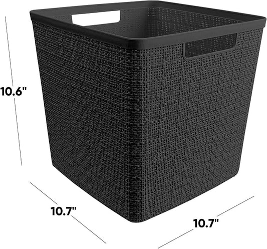 Curver Set of 4 Jute Large Cube Decorative Plastic Organization and Storage - Image 2