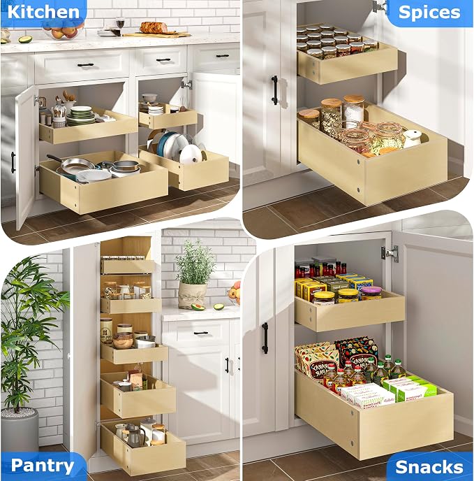 WelFurGeer Soft Close Pull Out Cabinet Organizer, Cabinet Roll Out Drawers - Image 7