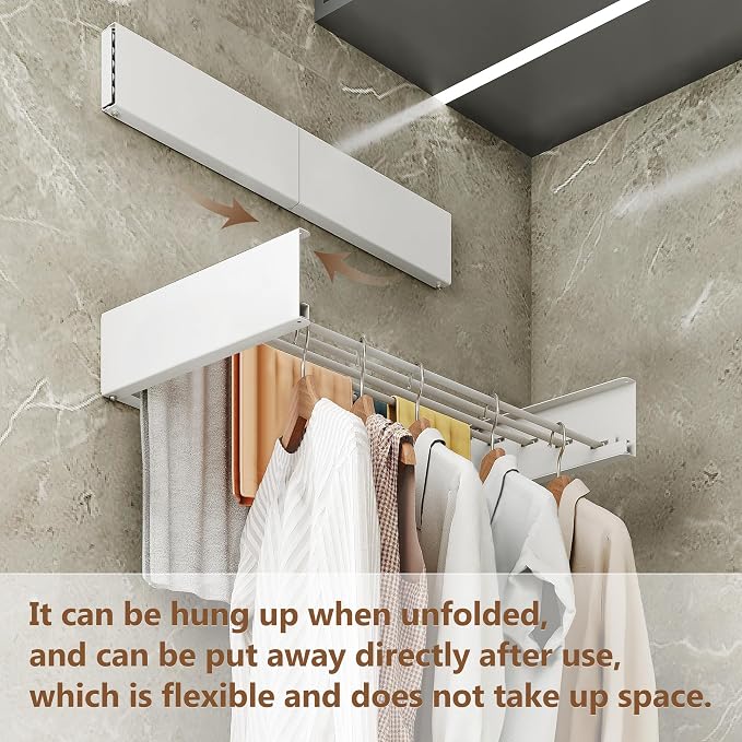 Wall Mounted Drying Rack, Drying Rack Clothing, Collapsible Hanger Racks - Image 7