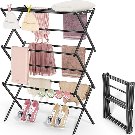APEXCHASER Clothes Drying Rack, 3-Tier Laundry Drying Rack by APEXCHASER