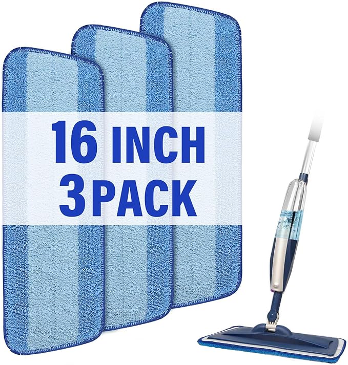 16.5 inch Mop Pads Refills, 3 Pack Microfiber Reusable Replacement Mop Pads by PANDAGRIP