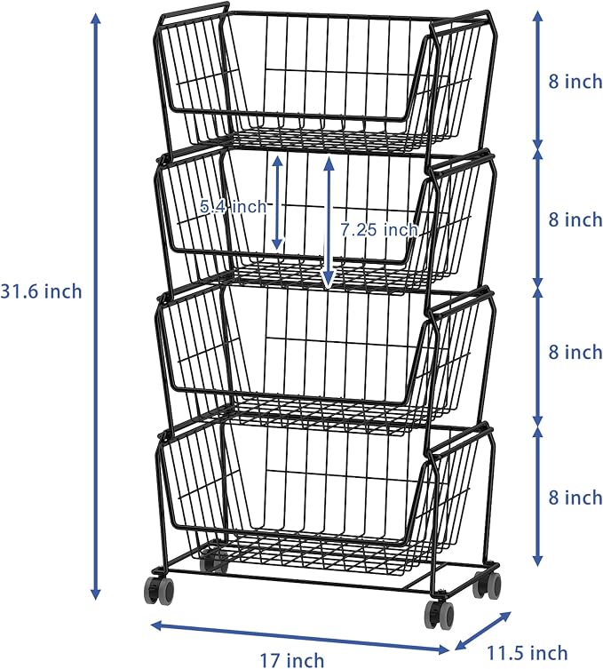 PUSDON Stackable Metal Storage Carts, Dual Use Shelf - Image 8