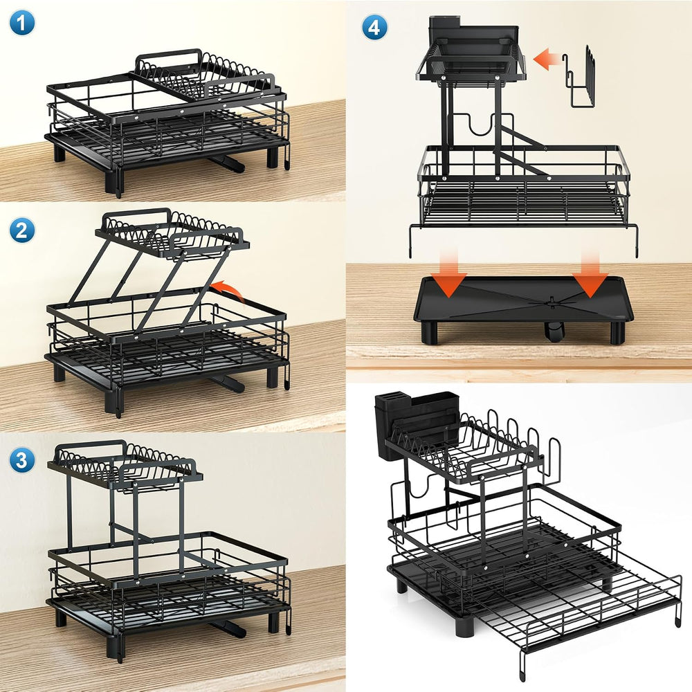 2 Tier Dish Drying Rack - Expandable Dish Rack Over Sink, 304 Stainless Steel...