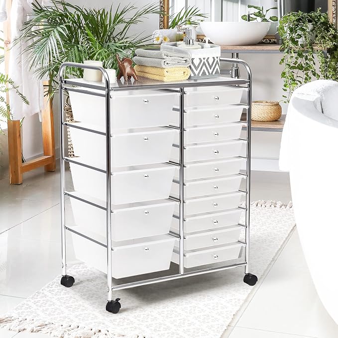 GOFLAME 15-Drawer Rolling Storage Cart, Utility Cart - Image 9