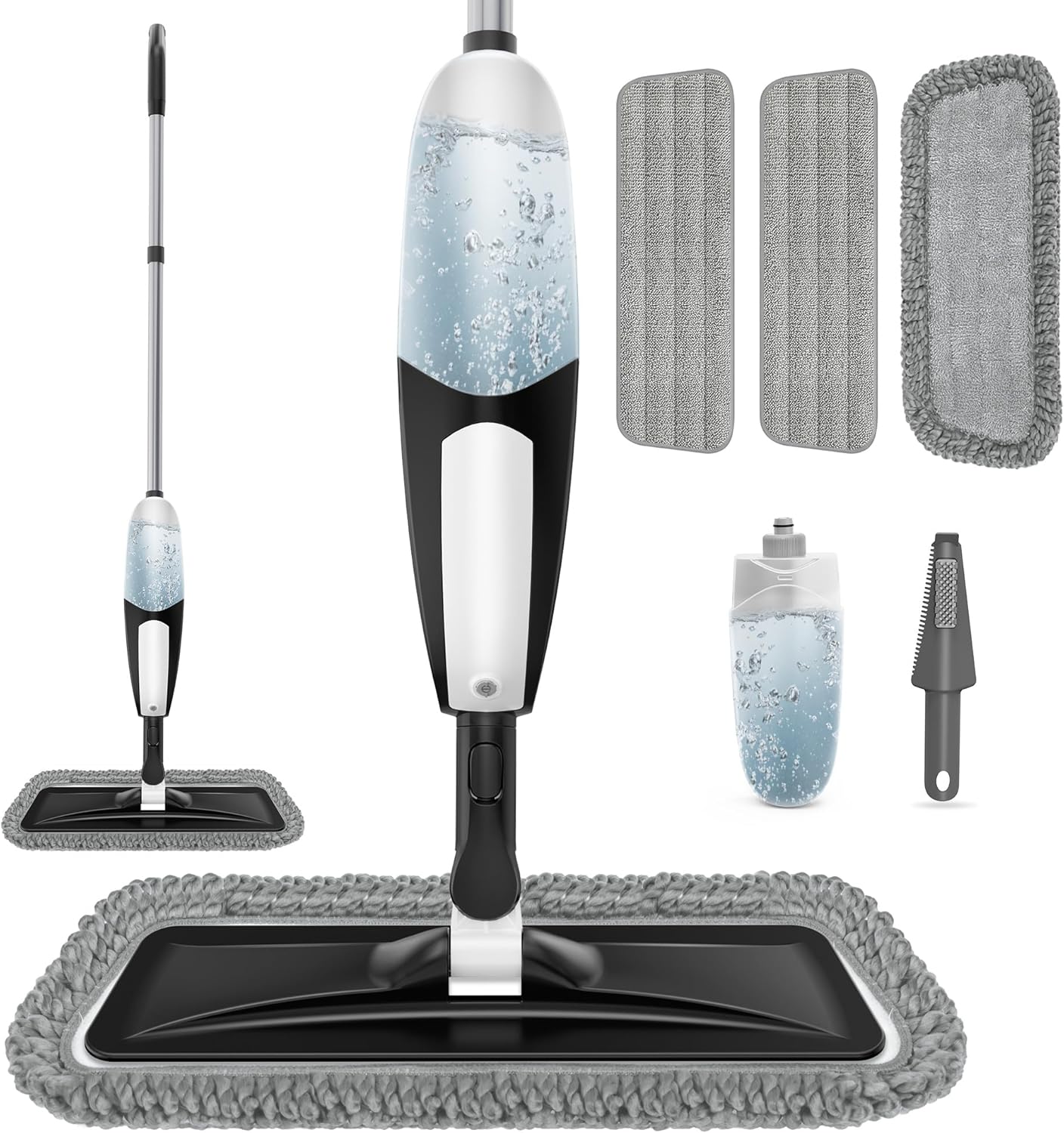 Spray Mop for Floor Cleaning: Microfiber Wet Dry Mop for Hardwood Laminate Tile Wood Vinyl, 360° Swivel Head Lightweight Flat Floor Mops with 3 Washable Reusable Pads & Refillable Bottle