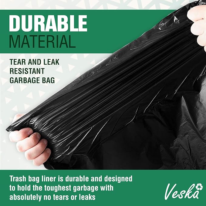Veska 30-33 Gallon Trash Bags Heavy Duty | 250 Bags Mega-ValuePack | Black - Image 8