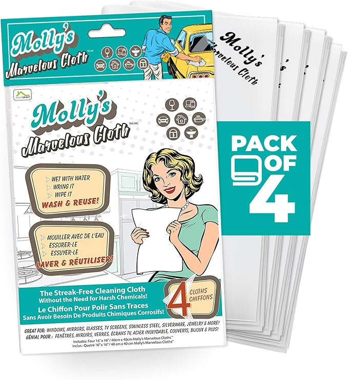 Molly's Marvelous Cloth, Streak-Free, Lint-Free Microfiber Cleaning Cloth by HomeSpirit