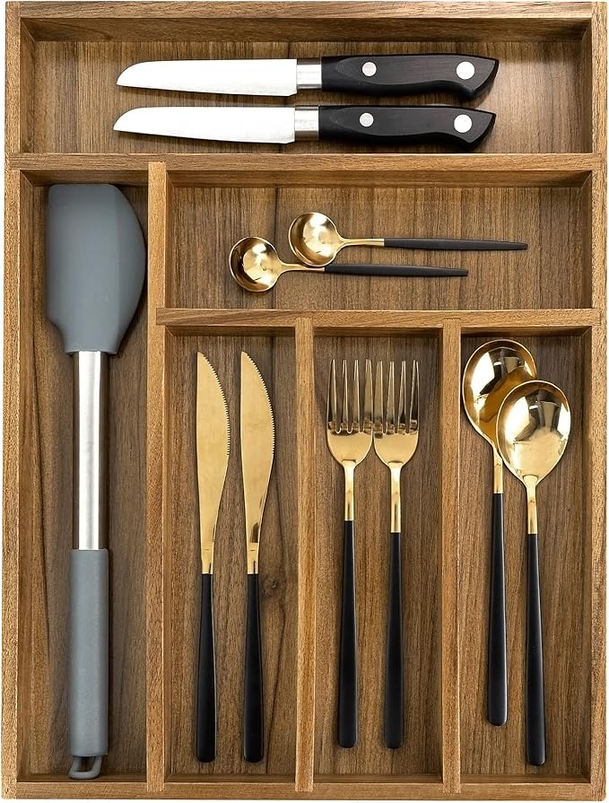 Luxury Acacia Kitchen Drawer Organizer - Image 2