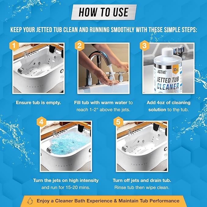 ACTIVE Jetted Tub Cleaner Bathtub Cleaning - 32oz Bath Jet Cleaner - Image 3