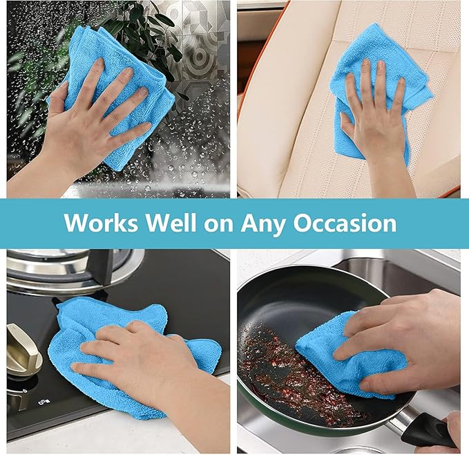 HOMEXCEL Blue Microfiber Cleaning Cloth, 100 Pack Cleaning Towels - Image 5